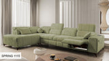 DAFINE XI MIX GREEN L SHAPE CORNER SOFA WITH ELECTRIC PULL-OUT FOOTREST AND STORAGE CONTAINER