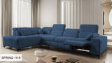 DAFINE XI MIX BLUE CORNER SOFA WITH ELECTRIC PULL-OUT FOOTREST AND STORAGE CONTAINER