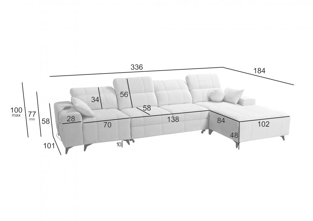 DAFINE XII LARGE CORNER SOFA | CHAISE SOFA | BED & STORAGE CONTAINER