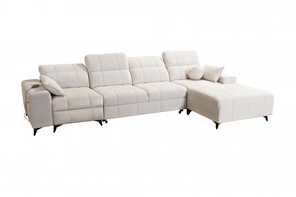 DAFINE XII MIX LARGE CORNER SOFA WITH ELECTRIC PULL-OUT FOOTREST AND STORAGE CONTAINER