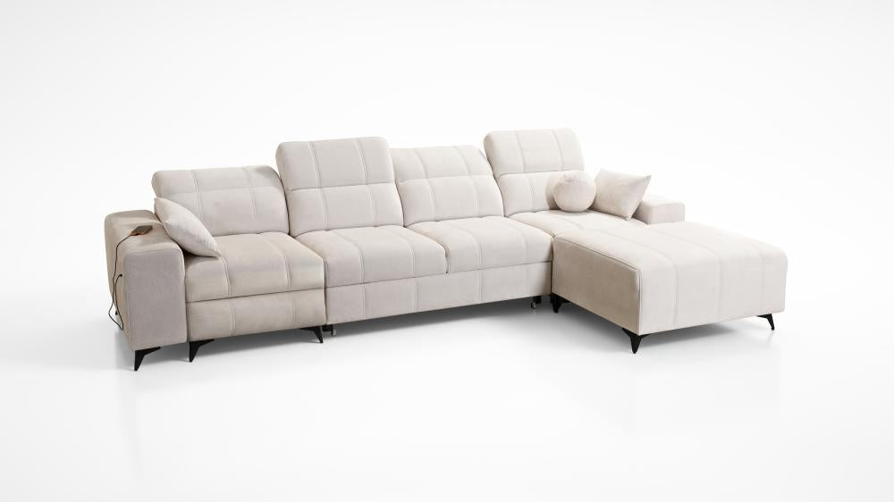 DAFINE XII MIX LARGE CORNER SOFA WITH ELECTRIC PULL-OUT FOOTREST AND STORAGE CONTAINER