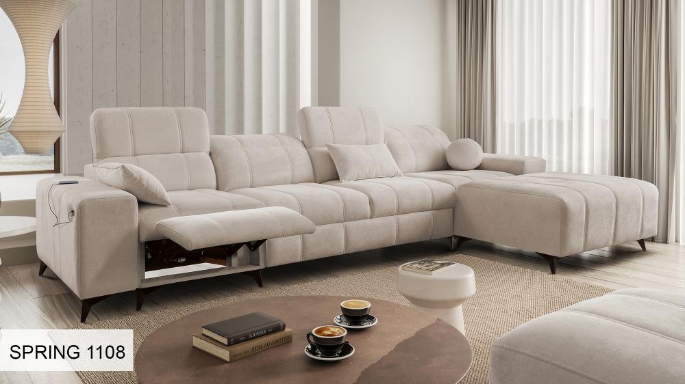 DAFINE XII MIX LARGE CORNER SOFA WITH ELECTRIC PULL-OUT FOOTREST AND STORAGE CONTAINER