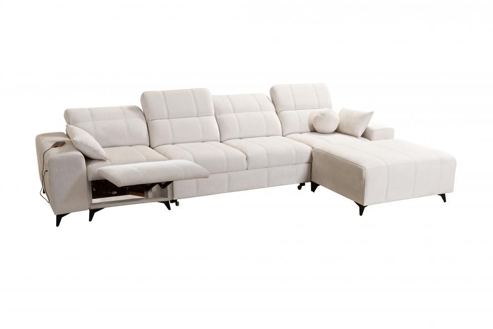 DAFINE XII MIX LARGE CORNER SOFA WITH ELECTRIC PULL-OUT FOOTREST AND STORAGE CONTAINER