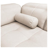 DIVANO Corner Sofa Chaise Beige fabric with a cylindrical pillow on a white background