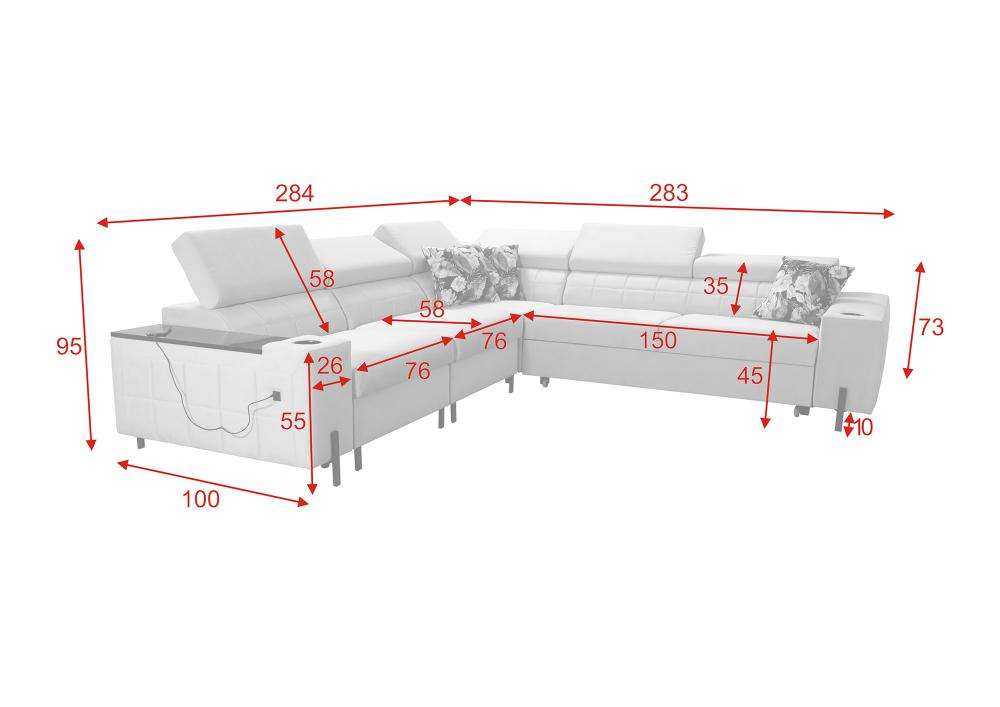 Gush IV LHF 4-Seater Deluxe Corner Sofa Bed