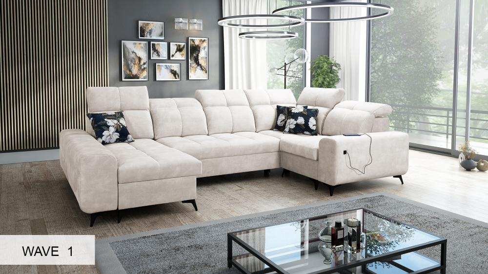 Glow IV LHF Storage Chaise 2 Corner 3 Sofa Bed