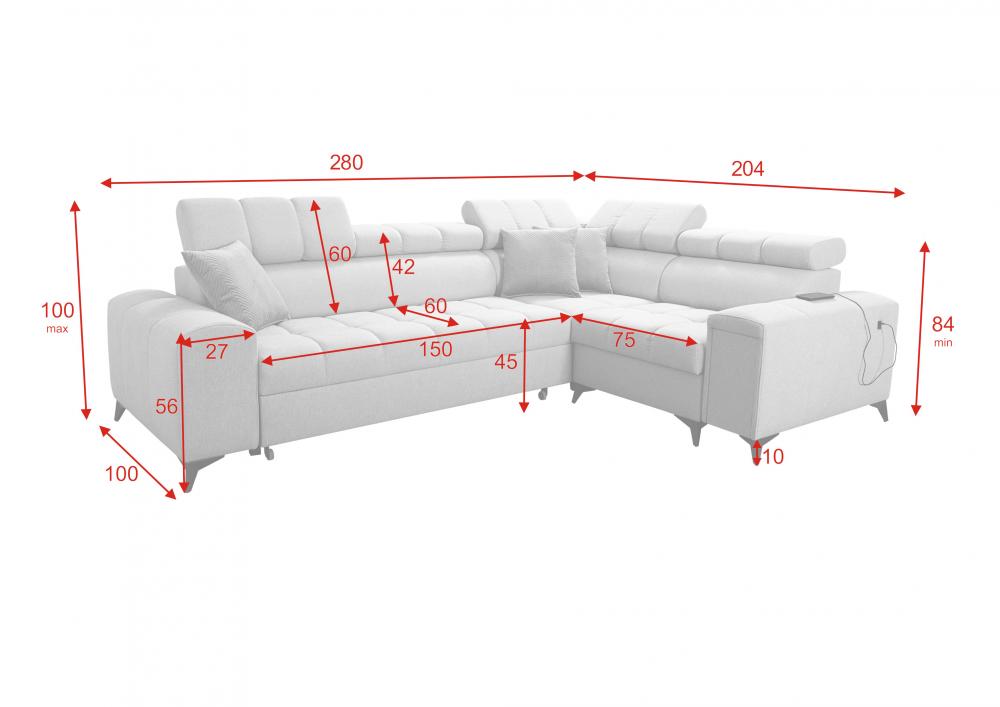 3-Piece Corner Sofa with Hand Facing Arm