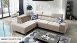 Hera VII Pink Velvet Corner Sofa Bed With Chaise Storage
