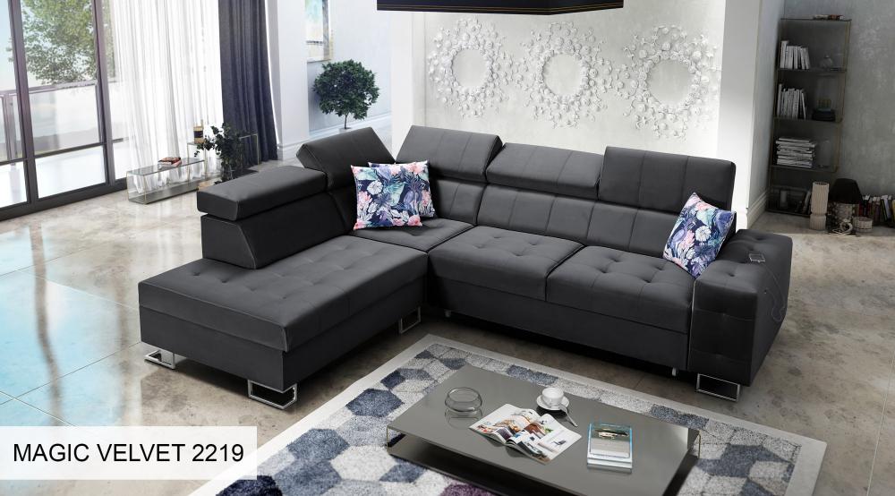Hera VII Brown Corner Sofa Bed With Chaise Storage