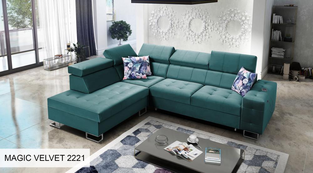 Hera VII off grey Corner Sofa Bed With Chaise Storage 