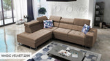 Hera VII green Corner Sofa Bed With Chaise Storage