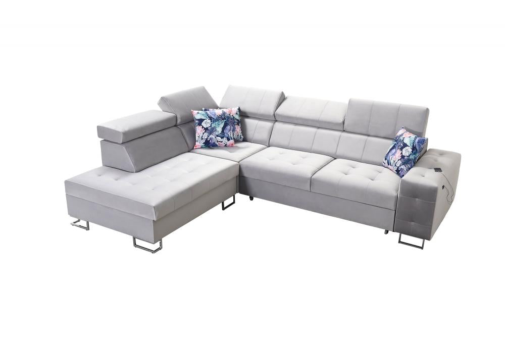 Hera VII Corner Sofa Bed With Chaise Storage