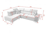 Hera VII Corner Sofa Bed With Chaise Storage dimension image