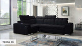 Pagana II black fabric corner sofa