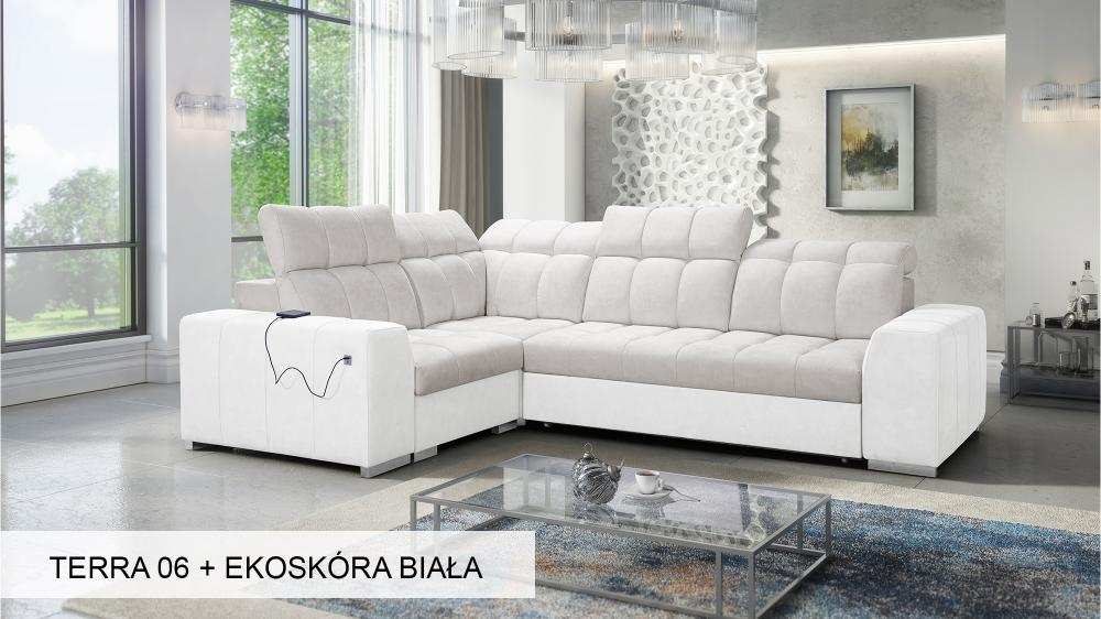 Pagana II beige and white corner sofa