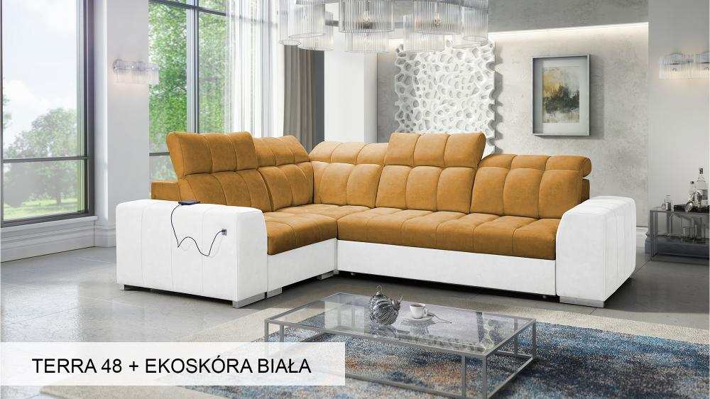 Pagana II green and white corner sofa