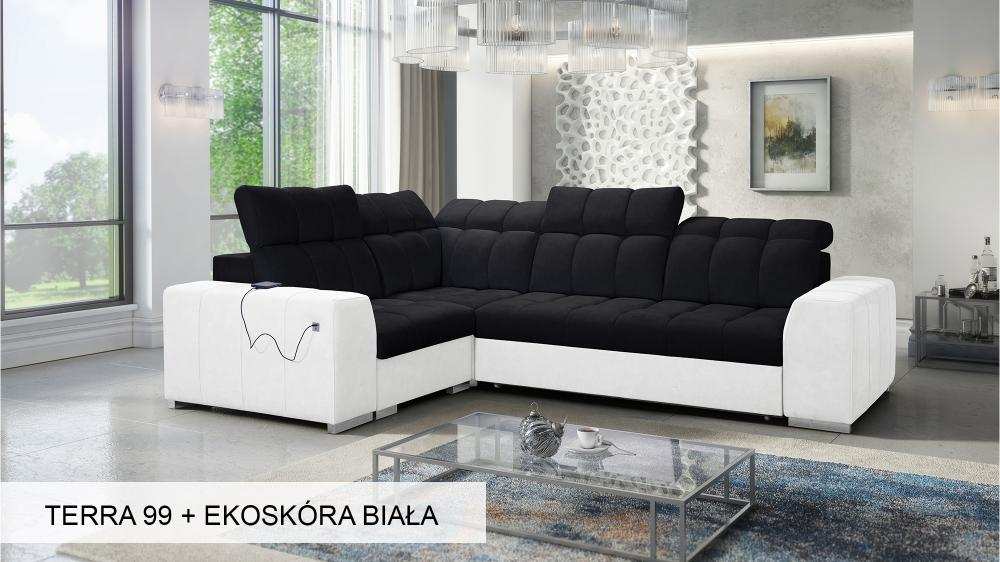 Pagana II black and white corner sofa
