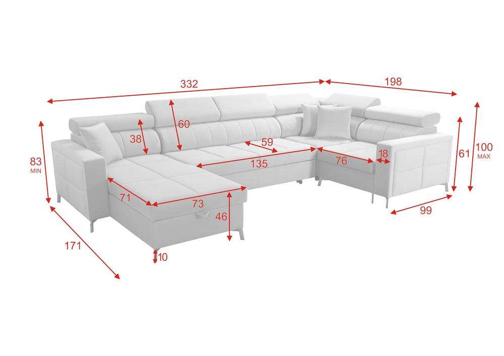 Mini LHF Storage Chaise 2 Corner 4 Sofa Bed