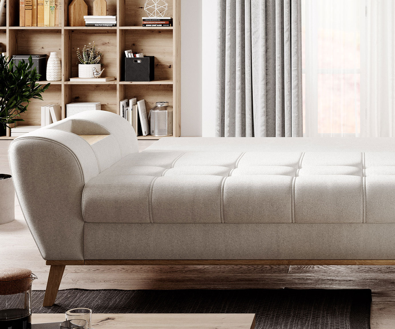 NUBO Pillow Back Chaise Sofa Bed with Storage