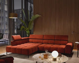 PLAZA L Red Fabric Corner Sofa with Electrically Extendable Seat