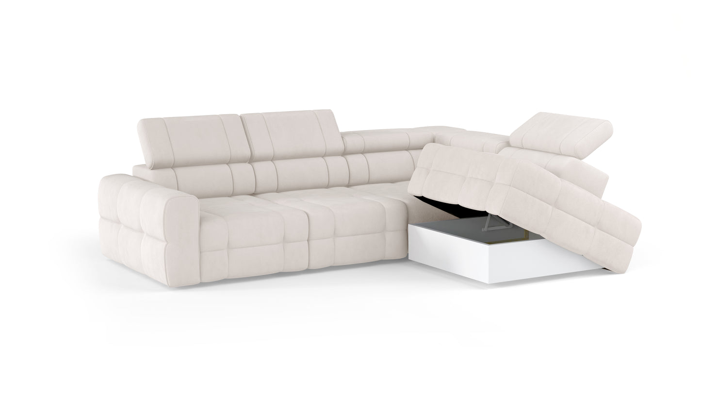 OTELLO L Fabric Corner Sofa: Electric Seat, Storage, Sleeping Surface