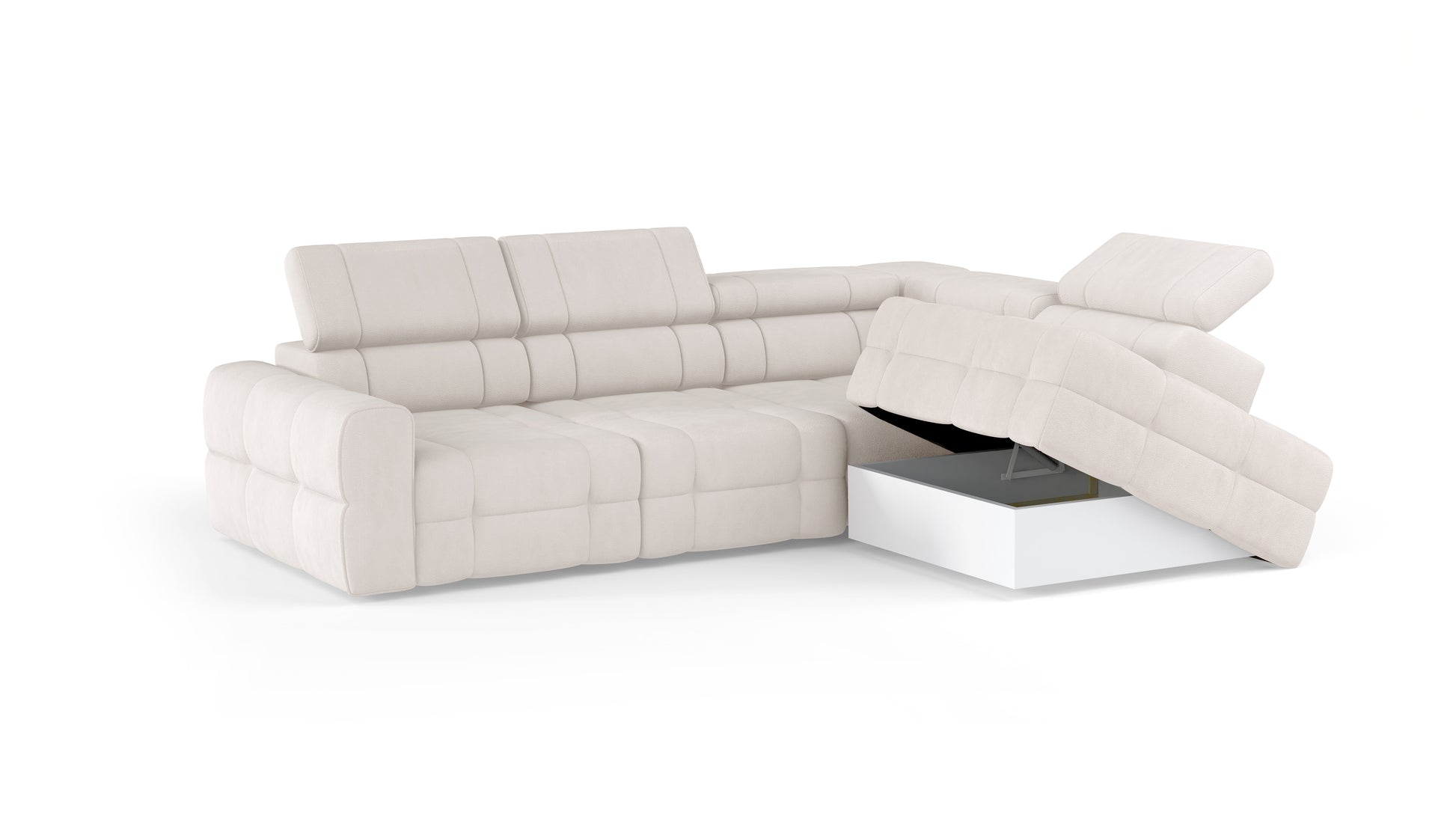 OTELLO L Fabric Corner Sofa: Electric Seat, Storage, Sleeping Surface