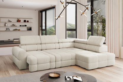 OTELLO L Fabric Corner Sofa: Electric Seat, Storage, Sleeping Surface