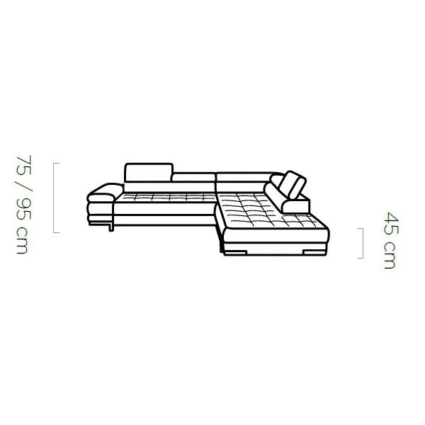 SELVA L LEATHER CORNER SOFA DIMENSION IMAGE