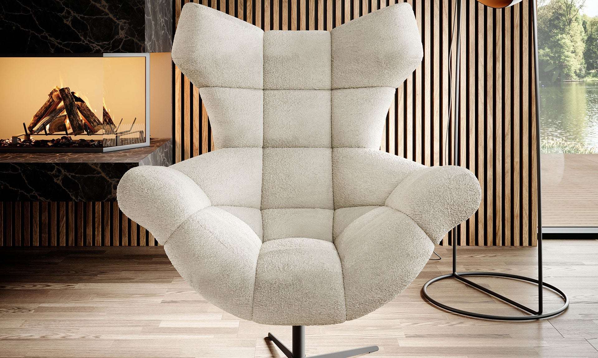 SENSEI - Armchair with rocking and rolling function beige colour
