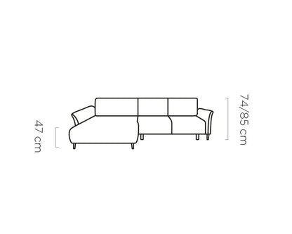 LUIS Fabric Corner Sofa Bed with Chaise End