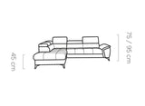 MOCCA L NATURAL LEATHER CORNER SOFA WITH SLEEP FUNCTION AND STORAGE DIMENSION IMAGE 