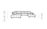 MONTANA XL CORNER SOFA WITH ELECTRIC SEAT ADJUSTMENT DIMENSION IMAGE