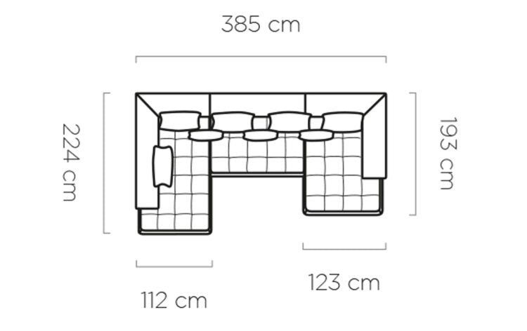 SELEDO XL Large U-Shaped Genuine Leather Corner Sofa with Electrically Extendable Seat dimension image 2