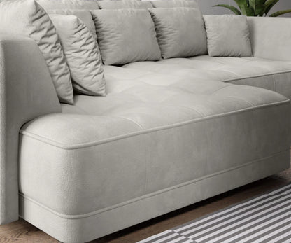 TIGA S Fabric Corner Sofa with Pillow Back, Electric Seat & Storage