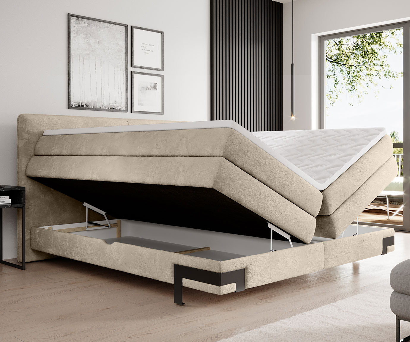 Valente Bed with Dual Storage Containers, Bonell Mattress & Pocket Mattress