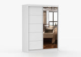 VISTA 05 150cm x 200 cm - Wardrobe with Sliding Doors White with Mirror