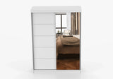 VISTA 05 White Wardrobe with Mirror 150cm x 200 cm - Wardrobe with Sliding Doors top image