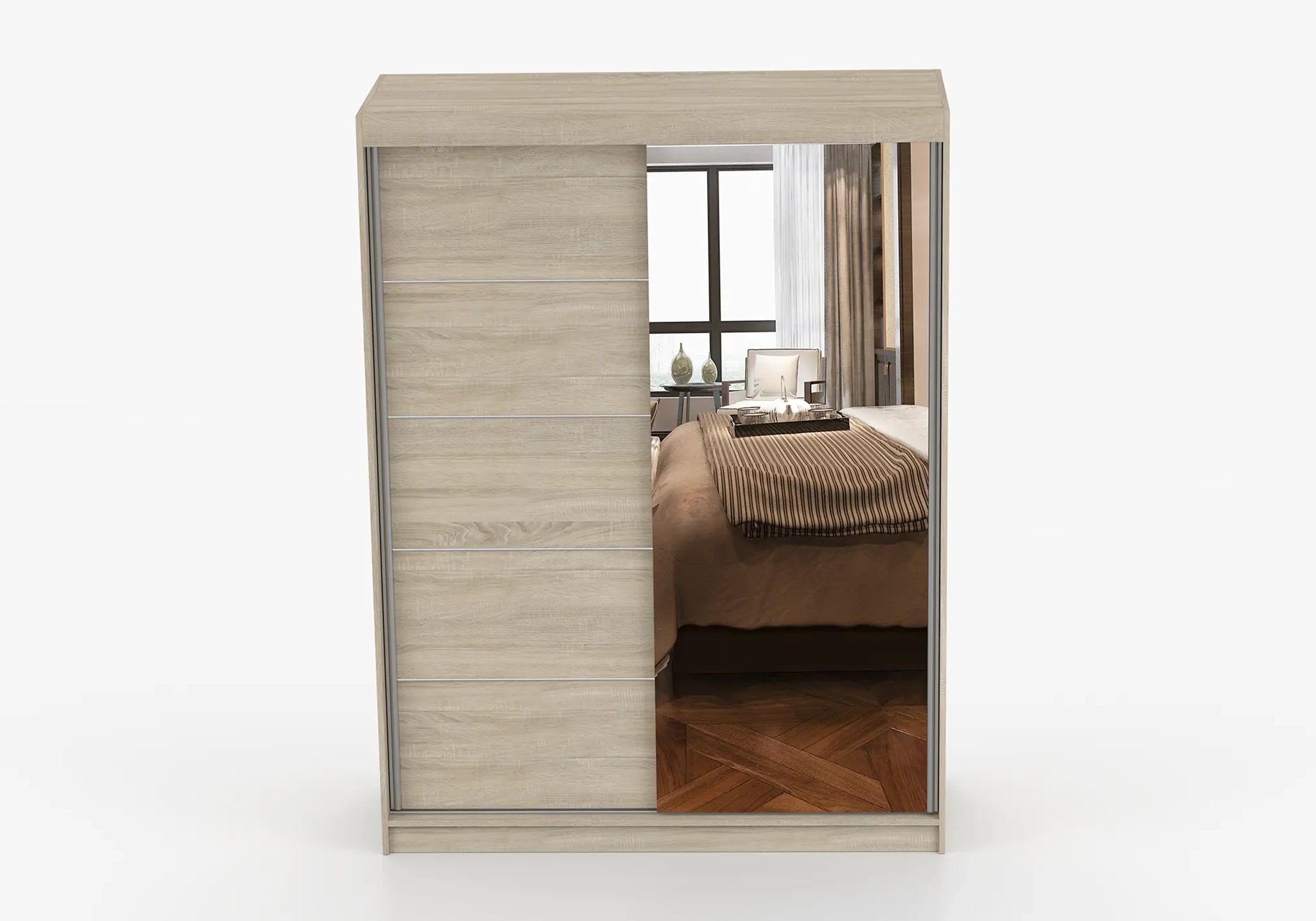 Small Wardrobe VISTA 05 150cm x 200 cm Sonoma Oak with Mirror