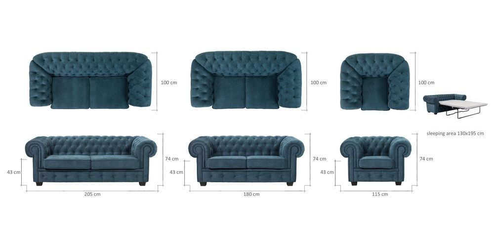 MANCHESTER CHESTERFIELD SET OF 3 SEATER SOFA 2 SEATER SOFA AND ARMCHAIR