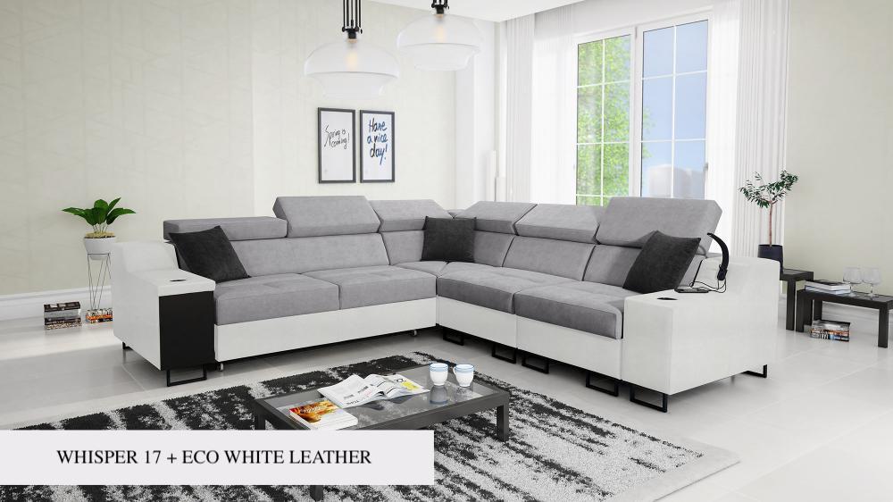 Ample III Ash Fabric corner sofa bed 