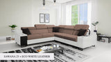 Ample III Green and White Colour Corner Sofa