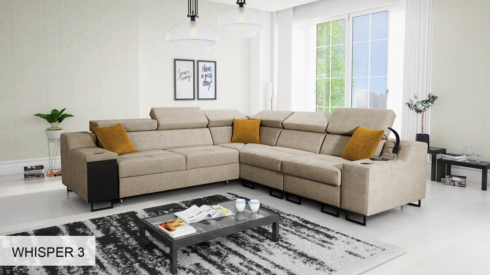 Ample III Pink Velvert Corner Sofa