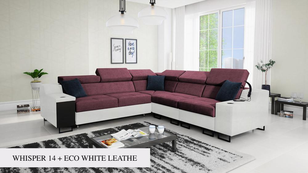 Ample III  White Eco Leather Corner Sofa