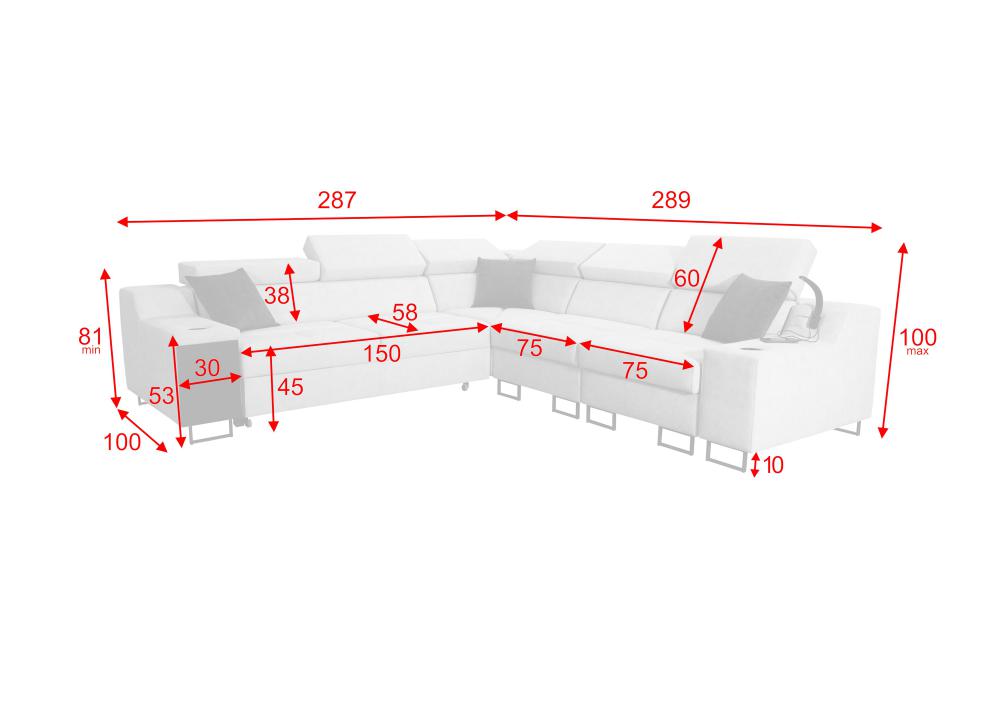 Ample III corner sofa dimensions