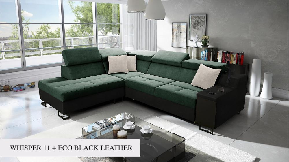 Ample VII corner sofa, dark green colour of sofa