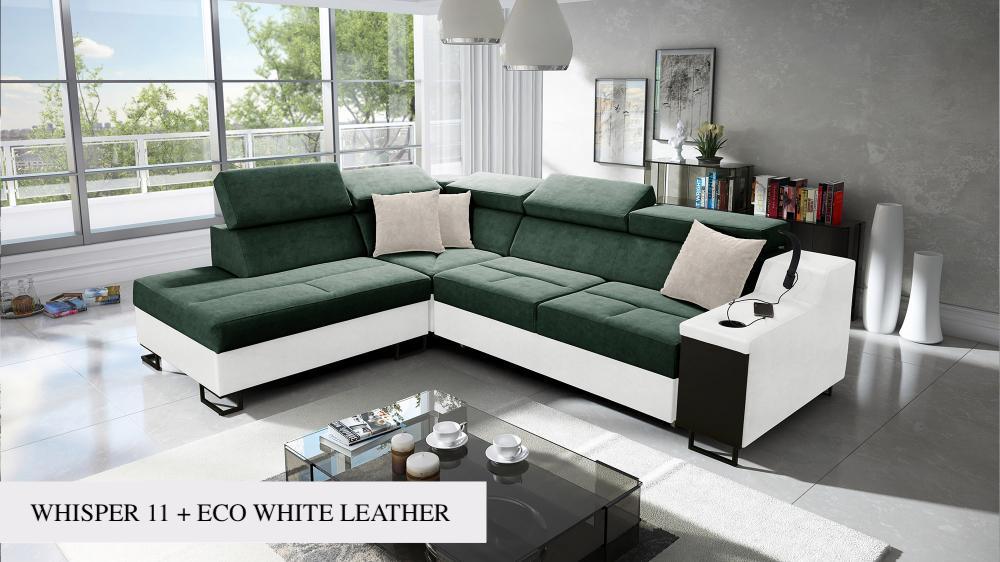 Ample VII corner sofa, dark green colour with bar