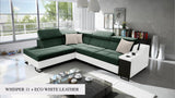 Ample VII corner sofa, dark green colour with bar