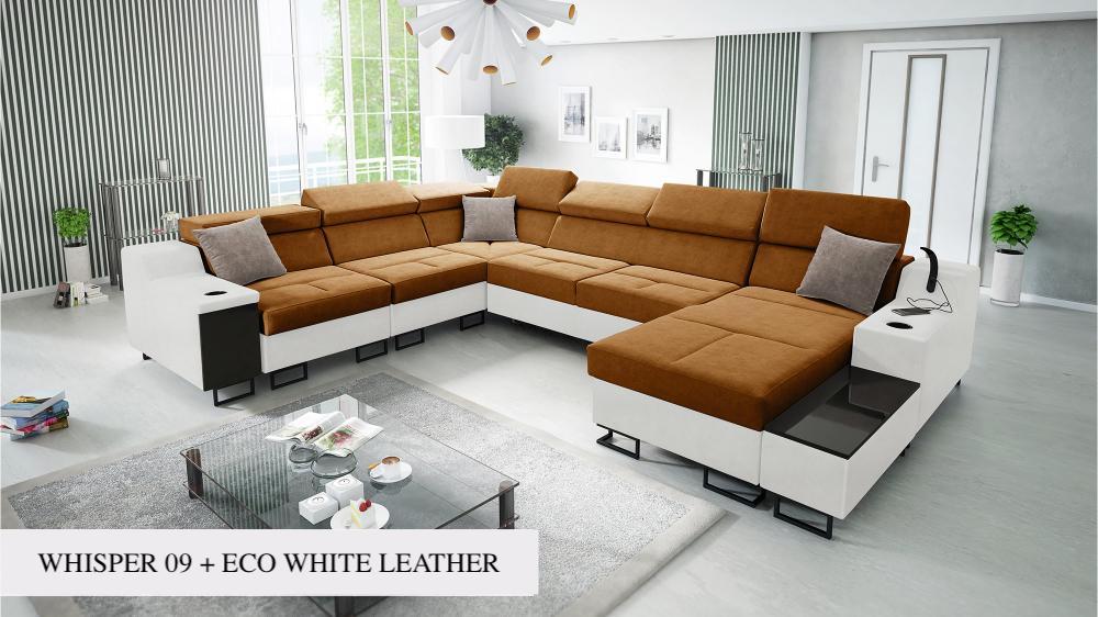 Ample VII corner sofa, gold colour with white mix 