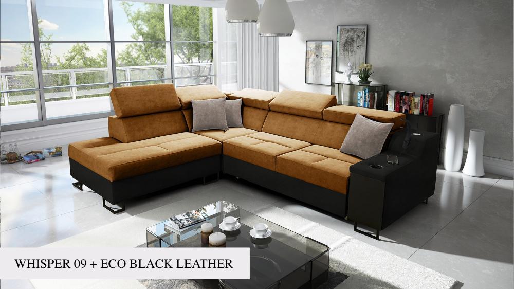 Ample VII corner sofa, golden colour, angle picture