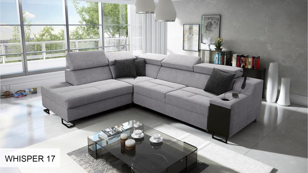 Ample VII corner sofa, grey colour black legs